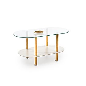DUCAT Coffee Table, White Marble / Transparent / Gold (2p=1pcs), Halmar