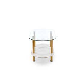 DUCAT Coffee Table, White Marble / Transparent / Gold (2p=1pcs), Halmar