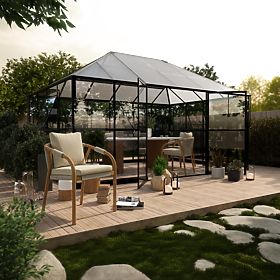 EcoGlass Gazebo Standard Garden Orangery with Base 12 m² Tempered Glass 4 mm, Polycarbonate 6 mm