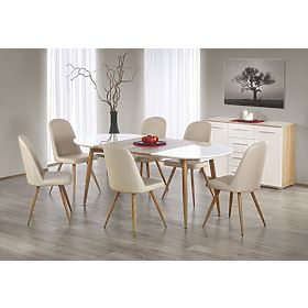 EDWARD Extendable Table Honey Oak / White; Legs: Honey Oak (2p=1pc), Halmar