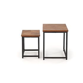 ELZA Set of 2 Benches, Walnut/Black (1p=1pc), Halmar