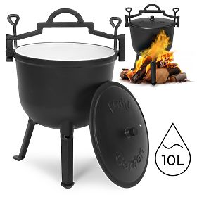 Enamelled Cast Iron Pot 10L Standing Hunting Pot Fire Pit Grill MultiGarden, MultiGarden