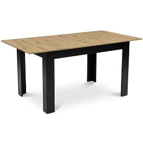 Extendable Rectangular Table 120-160x80 cm for Kitchen Dining Room for 4-6 People Oak Artisan, LEOBERT