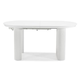 Extendable Table Audrey 160-240 cm, Oval, White, with Grooving, Rounded Shapes