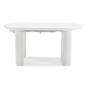 Extendable Table Audrey 160-240 cm, Oval, White, with Grooving, Rounded Shapes