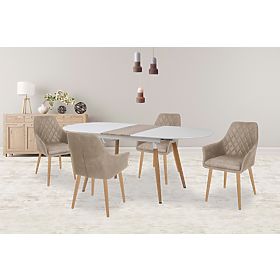 Extendable Table CALIBER White / San Remo Oak (1p=1pc), Halmar