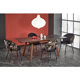 Extendable Table LOZANO, Black Marble / Walnut (2p=1pc), Halmar