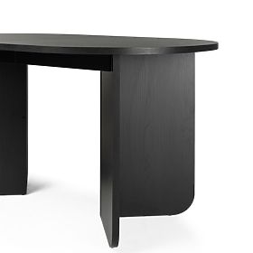 Extendable Table Mou 140-200 cm, Black with Wood Texture, Oval Top