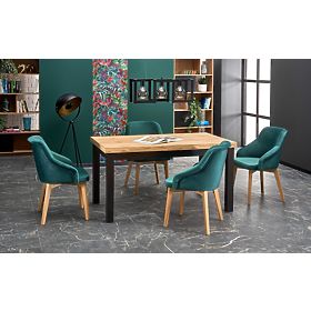 Extendable Table TIAGO 140-220/80 Top: Oak Craft, Legs: Black