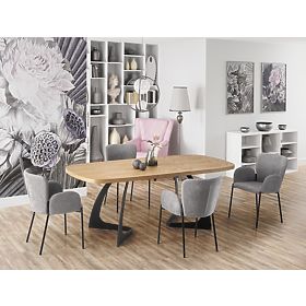 Extendable Table VELDON, Top - Natural Oak, Legs - Black (2p=1pc)