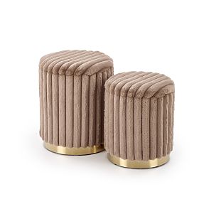FIDO Set of 2 Poufs, Cappuccino/Gold (1p=1kpl)