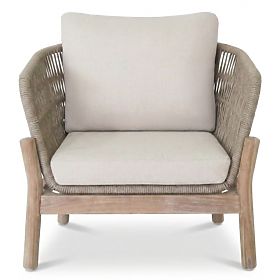 Fiorentino 2 Garden Furniture Set Teak Look, Weave, Light Acacia Wood FSC, Beige, Rounded