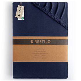 Fitted Sheet AMBER Navy Blue Classic Style Jersey Material 220-240x220 DecoKing