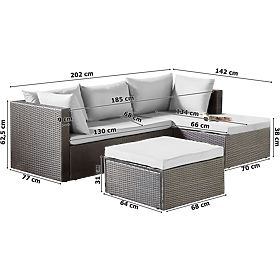 Florencja Garden Furniture Set Gray Sofa Ottoman