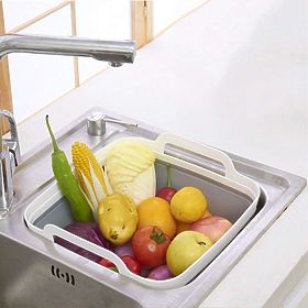 Foldable Bowl with Drain White-Grey BRIDA