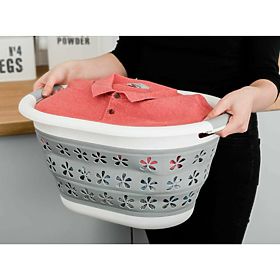 Foldable Oval Bowl 50 x 37 cm White-Grey OVAL COMPACT 25L