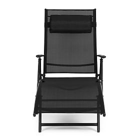 Folding Beach Garden Lounger with Adjustable Backrest, Steel Frame ModernHome