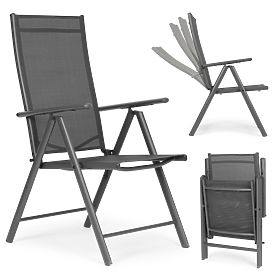 Folding Steel Garden Chair with Adjustable Backrest Grey MultiGarden, MultiGarden