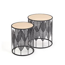 FOLLA set of 2 benches black / natural (1p=1pc), Halmar