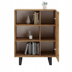 Fondi Cabinet Shelf Golden Craft Oak - Black, Slat Decor