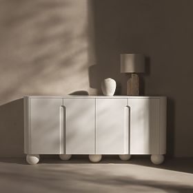 Four-Door Sideboard Circula White, Rounded, Ball Legs