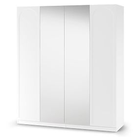 Four-Door Wardrobe Neroli, Arch/Mirror, White, lectus