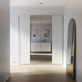 Four-Door Wardrobe Neroli, Arch/Mirror, White, lectus