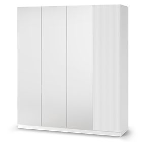 Four-Door Wardrobe Neroli, Mirror/Simple Grooves, White, lectus