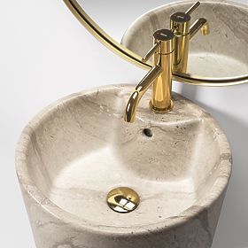 Freestanding Ceramic Washbasin Blanka Natural Matt Marble, Rea