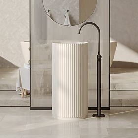 Freestanding Washbasin Ciriola, Composite, 45x90 cm, Beige-Gray, Taupe, Grooved