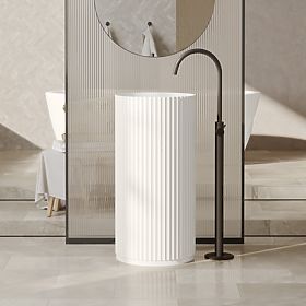 Freestanding Washbasin Ciriola, Composite, 45x90 cm, White, Grooved