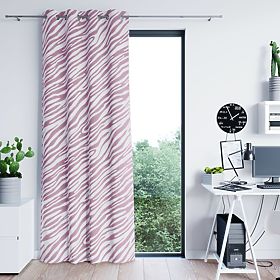 FUN Curtain in Pink with Animal Print, Tropical Style, Silver Metal Eyelets