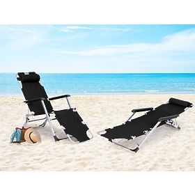 Garden Beach Folding Lounger 2-in-1 Chair