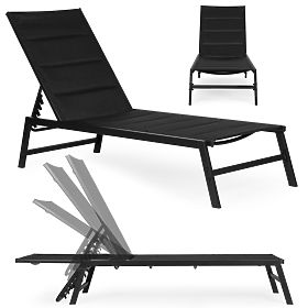 Garden Beach Lounger with Adjustable Backrest, Steel Frame, Black MultiGarden, MultiGarden