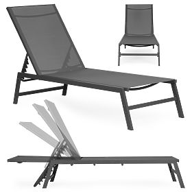 Garden Beach Lounger with Adjustable Backrest, Steel Frame, Gray MultiGarden, MultiGarden