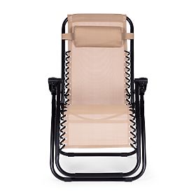 Garden Beach Lounger with Adjustable Backrest ZERO GRAVITY ModernHome - Beige, MultiGarden