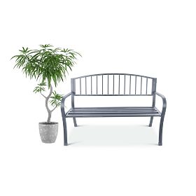 Garden Bench with Backrest for Terrace Balcony Metal Frame Graphite, LONGWELL INDUSTRIAL LTD