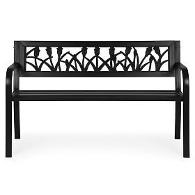 Garden Bench with Decorative Backrest 120x50 cm Metal Park Black MultiGarden, MultiGarden