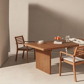 Garden Chair Familis ll Eucalyptus Wood FSC, Teak Finish, Light Grey