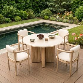 Garden Chair Komorebi Light Acacia Wood/Light Beige, Rounded