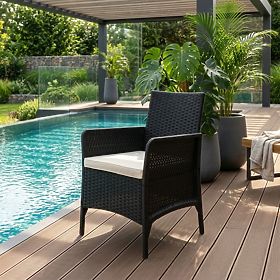 Garden Chair with Cushion Balcony Terrace Garden Black MultiGarden