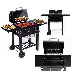 Garden Charcoal Grill with Lid, Adjustable Grate, Thermometer, and Ashtray MultiGarden, MultiGarden