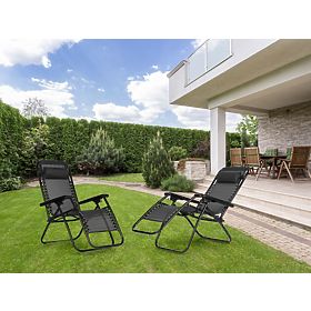 Garden Lounger Chair with Adjustable Backrest ZERO GRAVITY ModernHome - Black