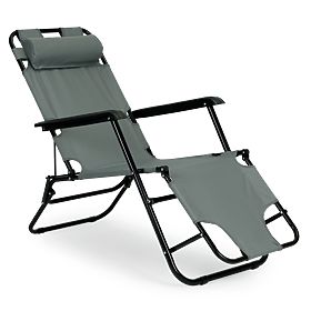 Garden Lounger with Headrest Foldable Design Grey MultiGarden, MultiGarden