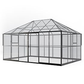 Garden Orangery ProGlass Gazebo Standard with Base 12 m² Tempered Glass 4 mm, Aluminum, Black