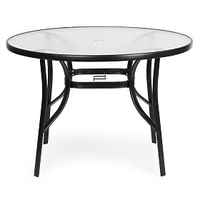 Garden Round Table 105 cm for Terrace, Garden, Balcony, Tempered Glass, Parasol Hole MultiGarden, MultiGarden