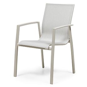 Garden Set Canelli, Extendable Table 205-286 cm + 6 Chairs, Aluminum, Light Beige