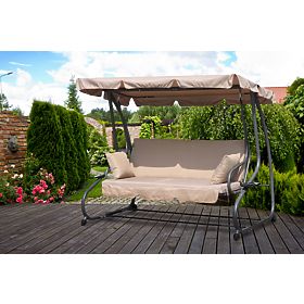 Garden Swing Convertible 2-in-1 with Beige Cushions