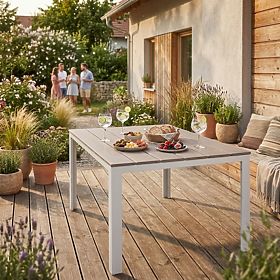 Garden Table for 6 People 156x78 cm Polywood Patio Furniture Beige White MultiGarden, MultiGarden
