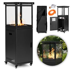 Gas Heater Radiator 13 kW Glass for Garden Patio Regulator Volcanic Stones, MultiGarden